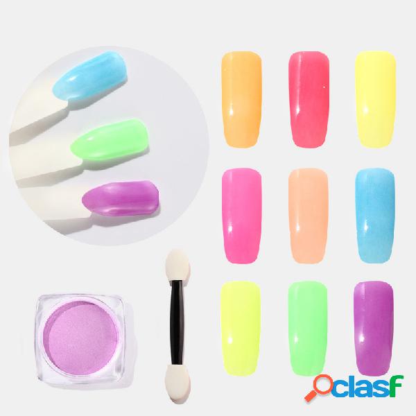 12 cores em pó fluorescente Unhas Brilho semi permanente UV