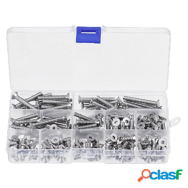 165 Pcs M5 304 Aço Inoxidável Sextavado Parafuso de