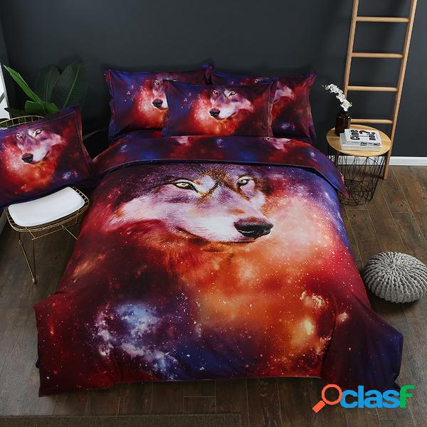 Animal 3D Cama De Lobo Conjunto Completo Rainha do Rei