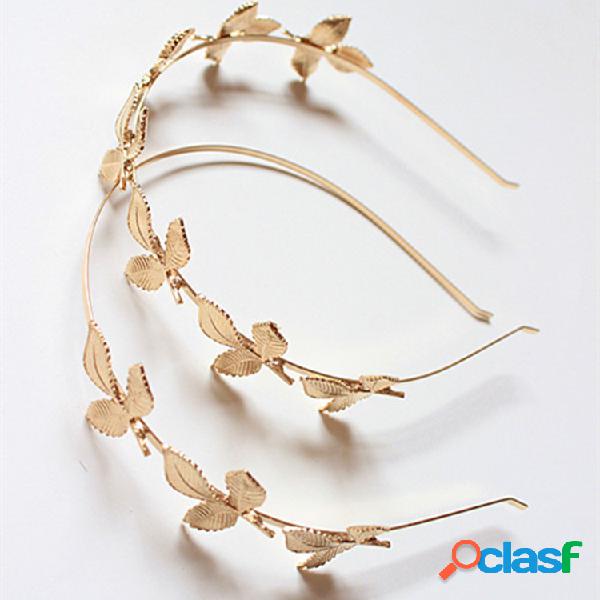 Arco de cabelo do vintage folhas de ouro plantas Arco de