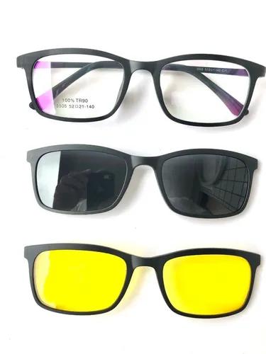 Armação De Óculos + 2 Lentes Clip On Polarizada Tr90 3505