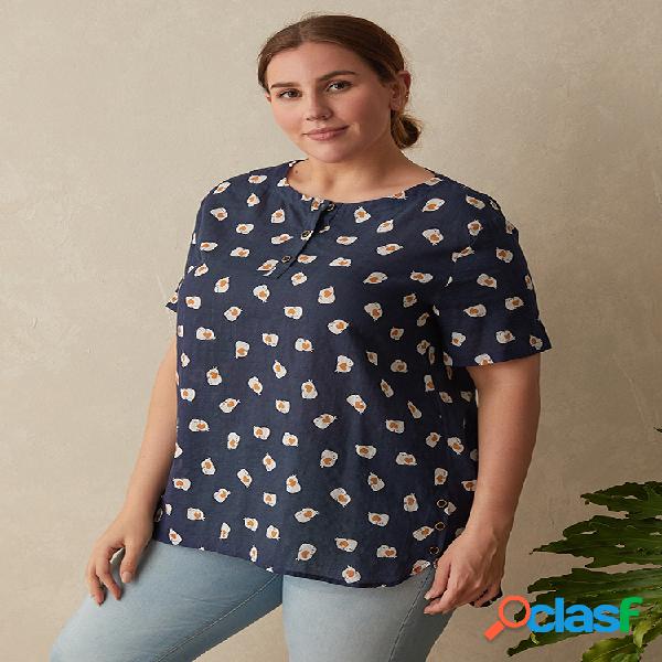 Blusa de manga curta com impressão irregular Plus