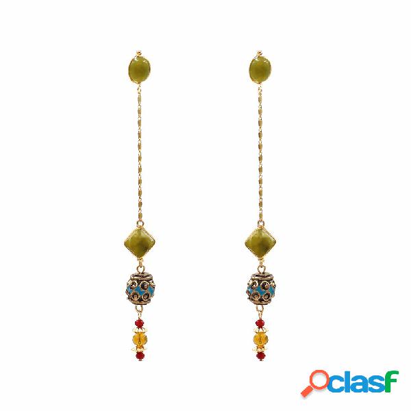 Bohemian Handmade frisado Brincos estilo étnico estilo