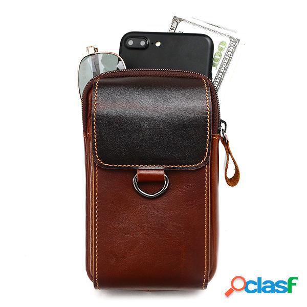 Bolsa de Cintura Multifuncional Couro Genuíno Lazer Vintage