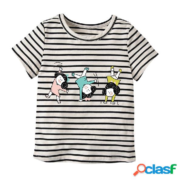 Bonito Impresso Toddlers Meninas T-shirt de Manga Curta