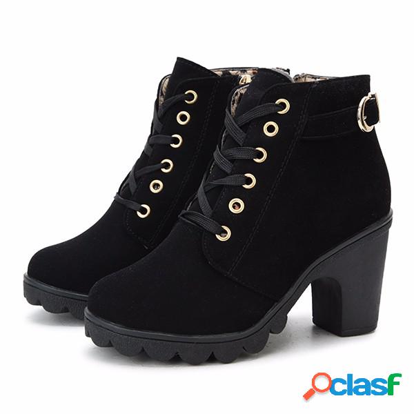 Bota Cavaleiro de PU com Cadarço