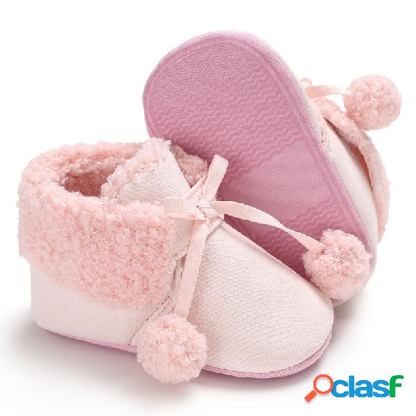 Botas de bebê decor bola Soft Flats primeiro Walker para
