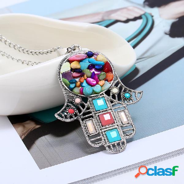 Cabeça retro africana Pingente Colar Colorful Colar de