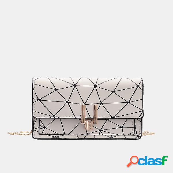 Cadeia de impressão geométrica de mulheres Crossbody Bolsa