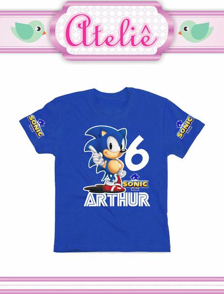 Camiseta Algodão Infantil Personalizada Sonic