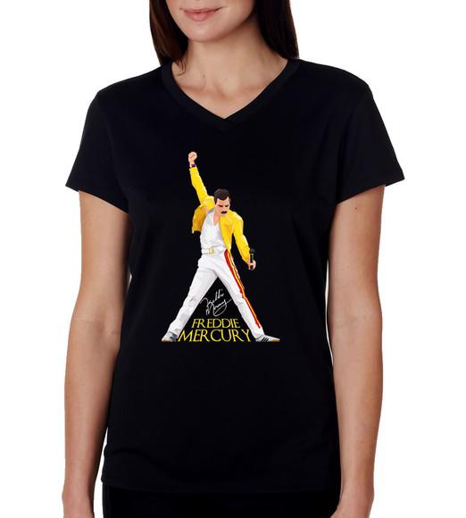 Camiseta Baby Look Preta Queen Freddie Mercury Banda Rock 5