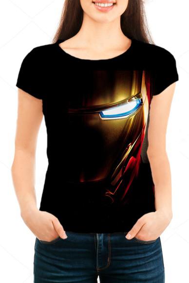 Camiseta Babylook Feminina Homem de Ferro Face