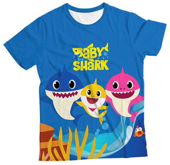 Camiseta Infantil baby Shark azul MC