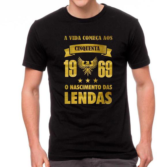 Camiseta Preta O Nascimento Das Lendas 1969 50 Anos Dourado