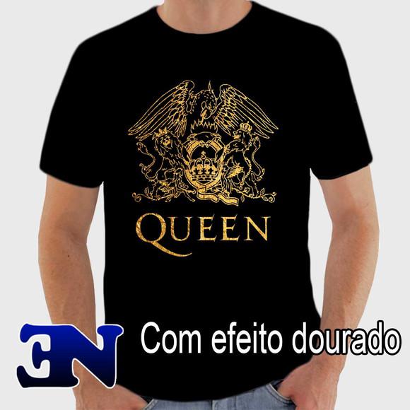 Camiseta Queen Banda We Will Rock You Com Efeito Dourado