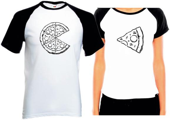 Camiseta Raglan Casal Pizza Love Dia Dos Namorados Kit Com 2