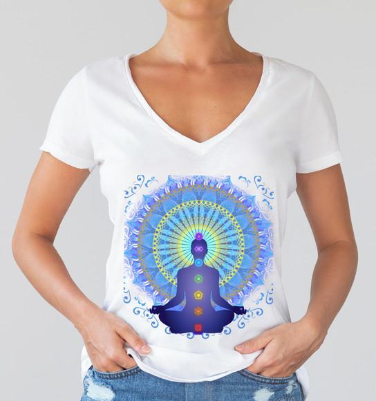 Camiseta Yoga-Ioga Chakras-Mandala-Sukhasana