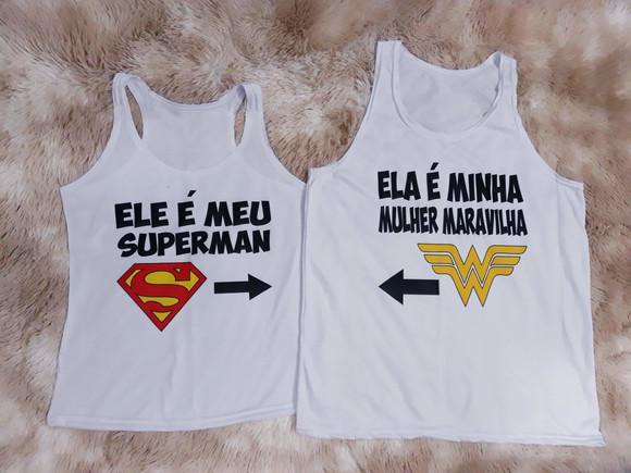 Camiseta casal mulher maravilha e superman