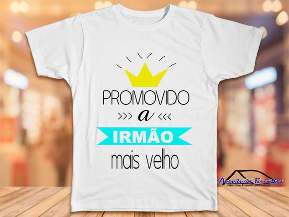 Camiseta infantil - fui promovido a irmão mas velho