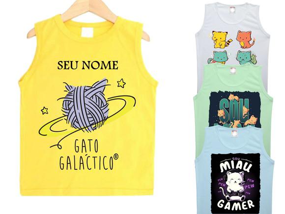 Camiseta personalizada infantil gato galactico regata