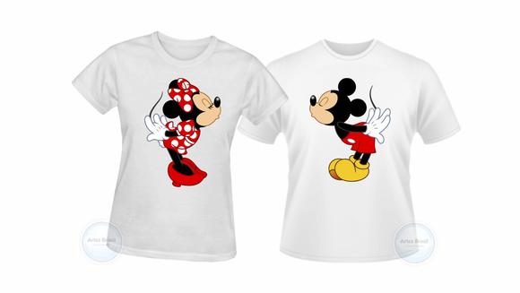 Camisetas Casal Minnie e Mickey beijando