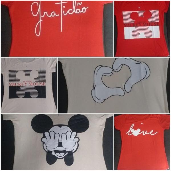 Camisetas femininas personagem do Mickey Mouse