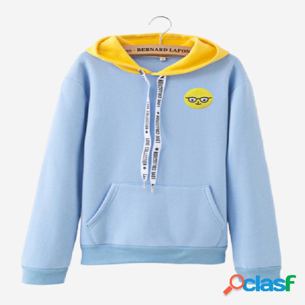 Carta Imprimir manga comprida Hoodie Casual