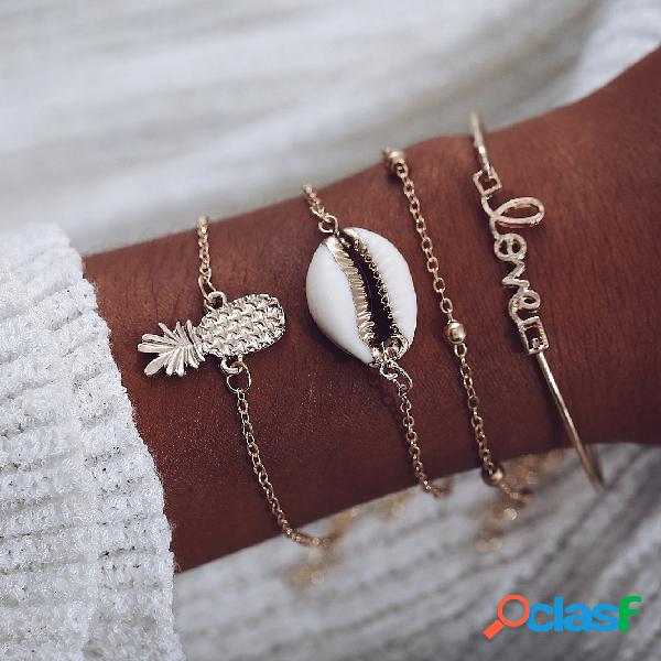 Casuais Estilo Moda Frutas Pulseira Shell Carta Pulseira