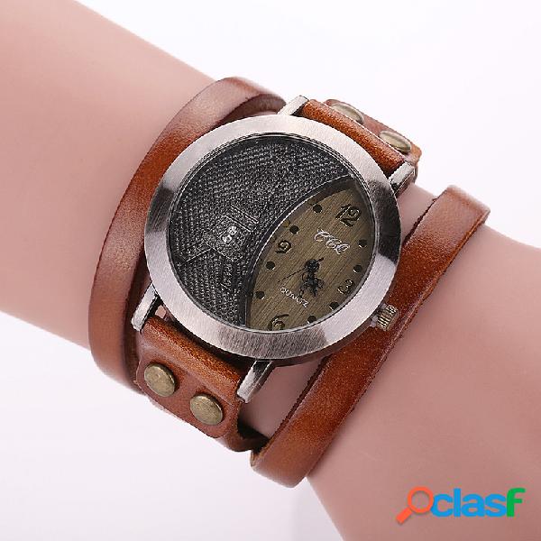 Casual Multilayer pulseira de couro relógios de pulso Torre