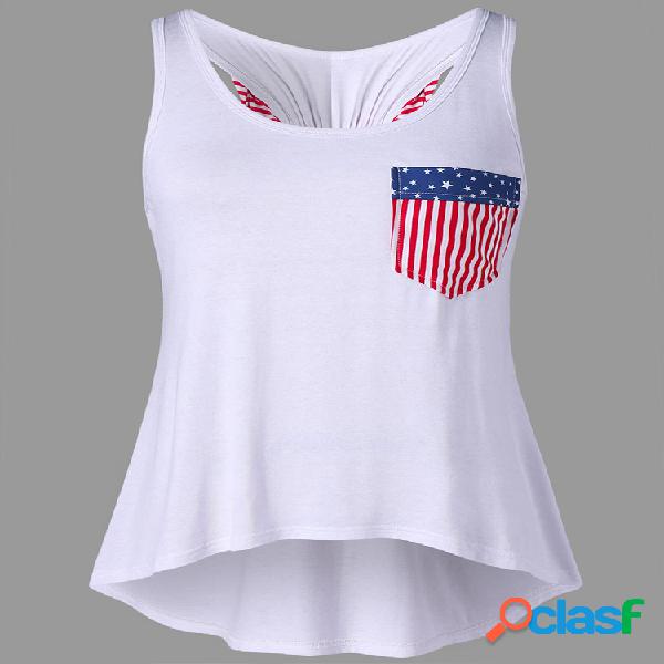 Casual National Flag Impresso Vest para Mulheres