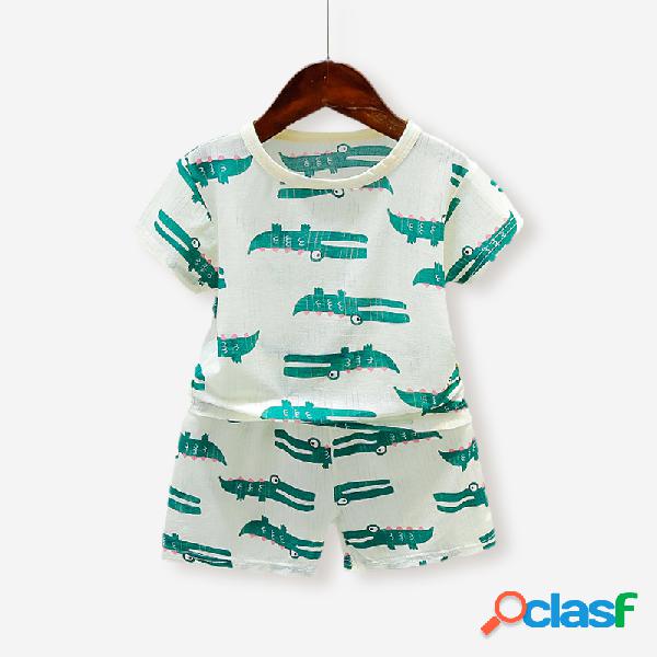 Conjunto de pijama Soft de manga curta de crocodilo para