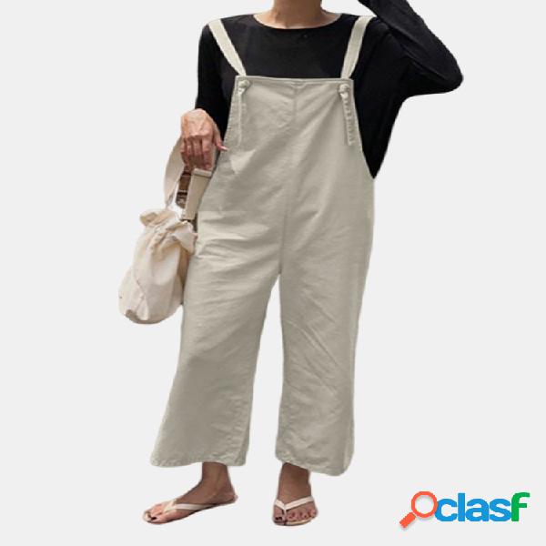 Correias ajustáveis Solid Color Casual Plus Macacão de