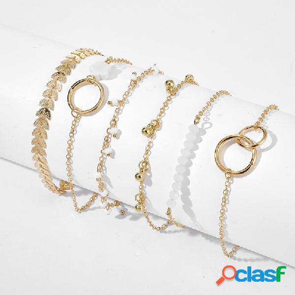 Círculo geométrico boêmio Pingente Conjunto de pulseiras