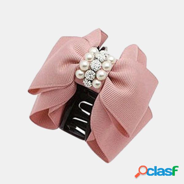 Femme Cabelo Grampo Bowknot Strass Barrette Cabelo Grampo
