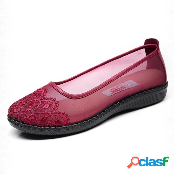 Flats florais respiráveis confortáveis ocasionais da malha