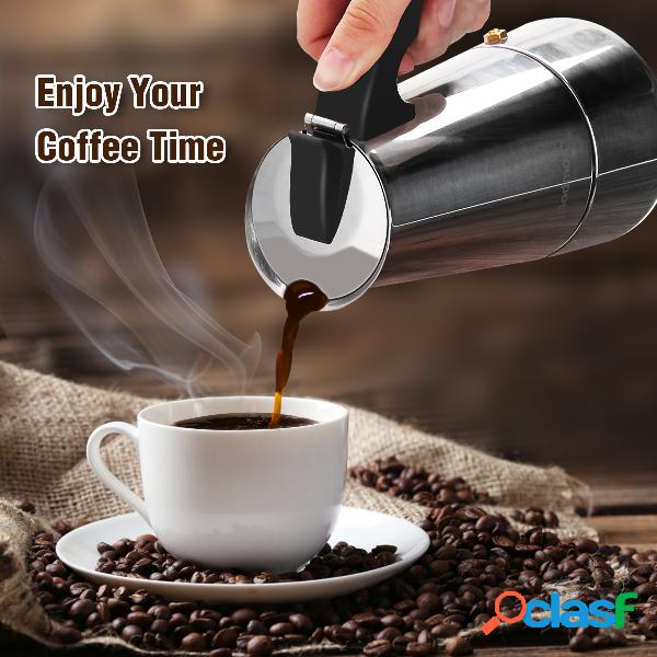Godmorn 6 xícaras de café em aço inoxidável Moka