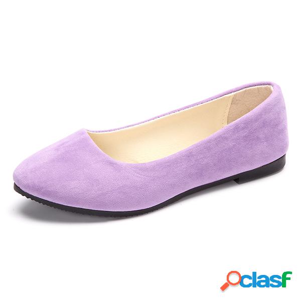 Grande cor de camurça suede de cor cor pura ponta toe