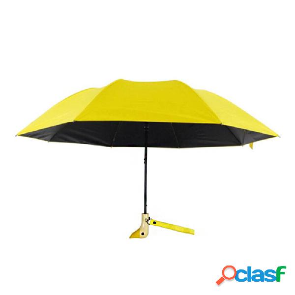 Guarda-chuva de dobramento automático pato de madeira