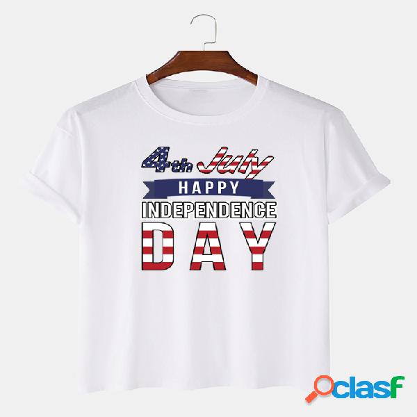 Homens 100% algodão American Independence Day Clothing