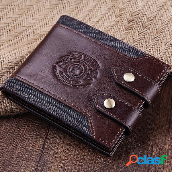 Homens 7 Cartas Vintage Bolsa Casual Couro Genuíno Carteira