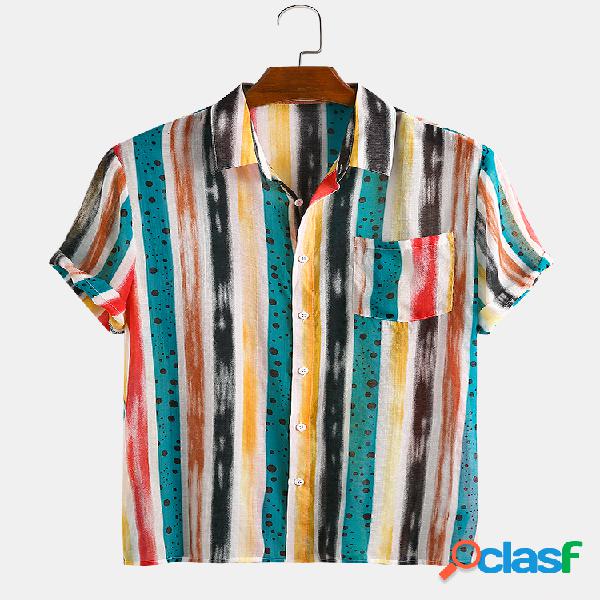 Homens 70% algodão Colorful Stripes Graffiti Holiday Casual