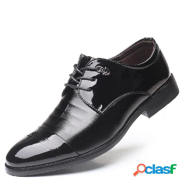 Homens Classic Toe Cap Lace Up Preto Business Sapatos