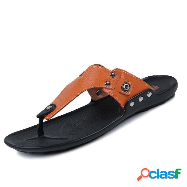 Homens Microfibra Couro Confortável Wearable Casual Praia