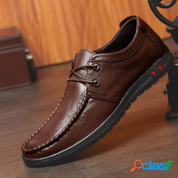 Homens Moc Toe Lace Up Confortável Soft Sole Sapatos de