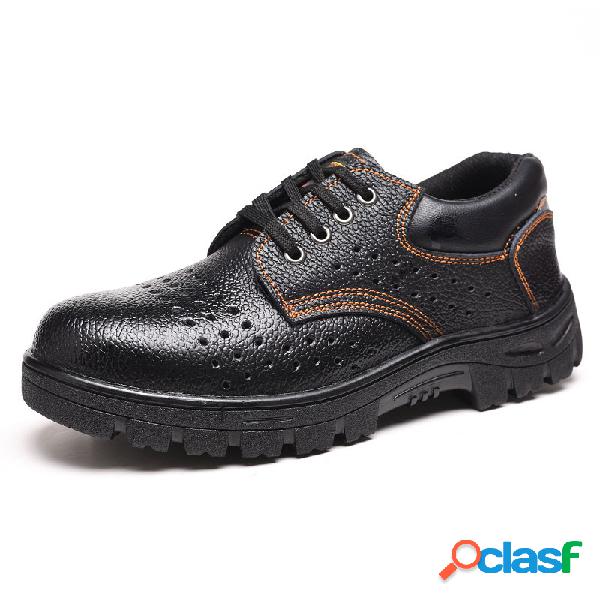Homens PU Toe de aço antiderrapante Sapatos de segurança
