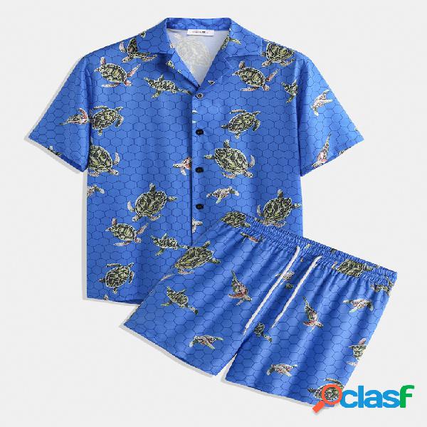 Homens Plus Tamanho Tartaruga Do Mar Roupas de Impressão