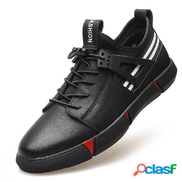 Homens Pure Color Couro Antiderrapante Esporte Soft Casual