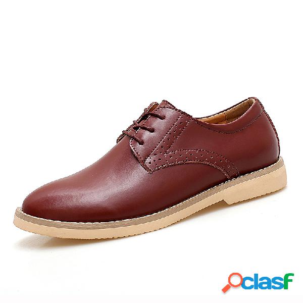 Homens Pure Color Couro Antiderrapante Soft Casual Sapatos