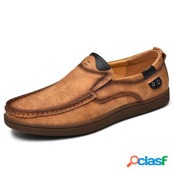 Homens Soft Couro De Microfibra Deslizamento Em Sapatos