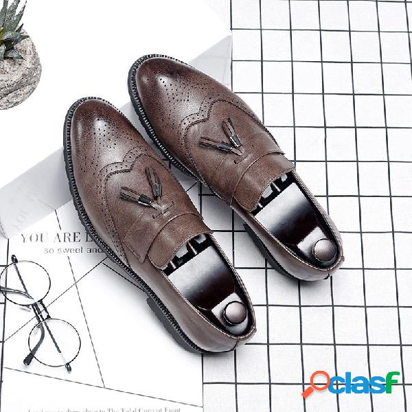 Homens Tessel Brogue Deslizamento Em Mocassins Casuais